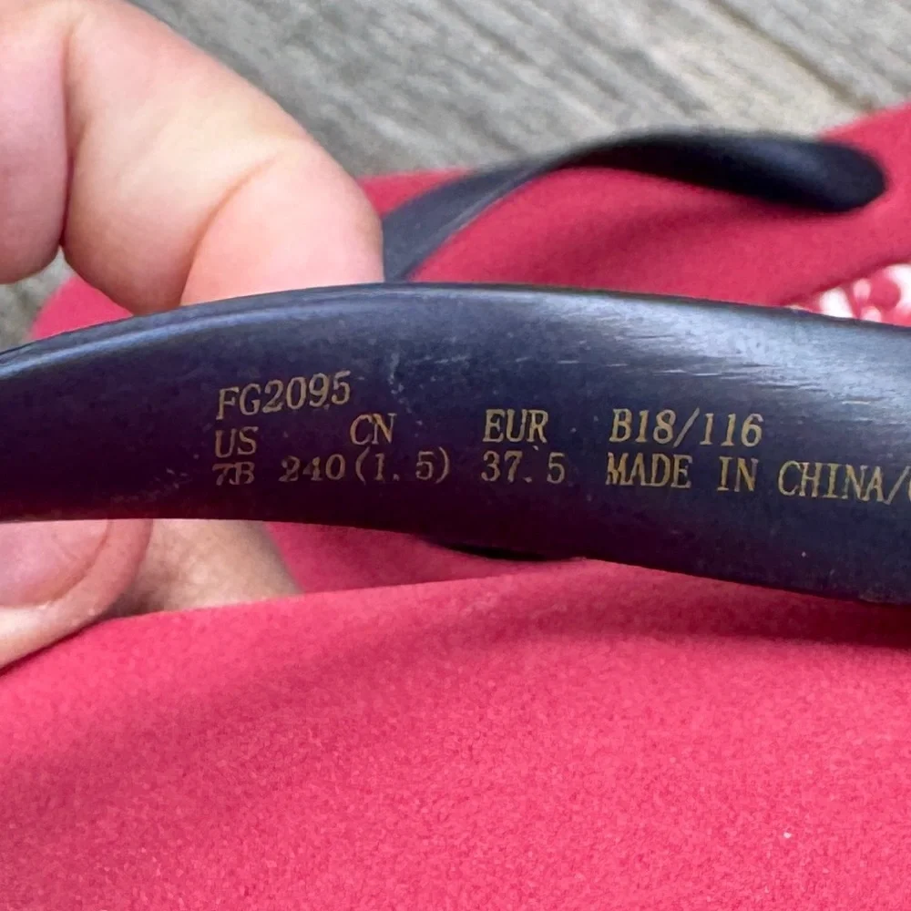 Coach Red Flip Flops with Rainbow Platform - Picture 3 of 6